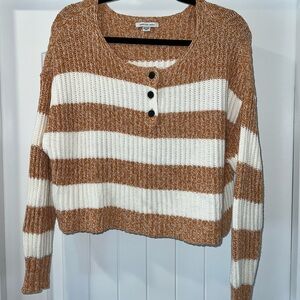 American Eagle Women's Striped Sweater - Yellow and White